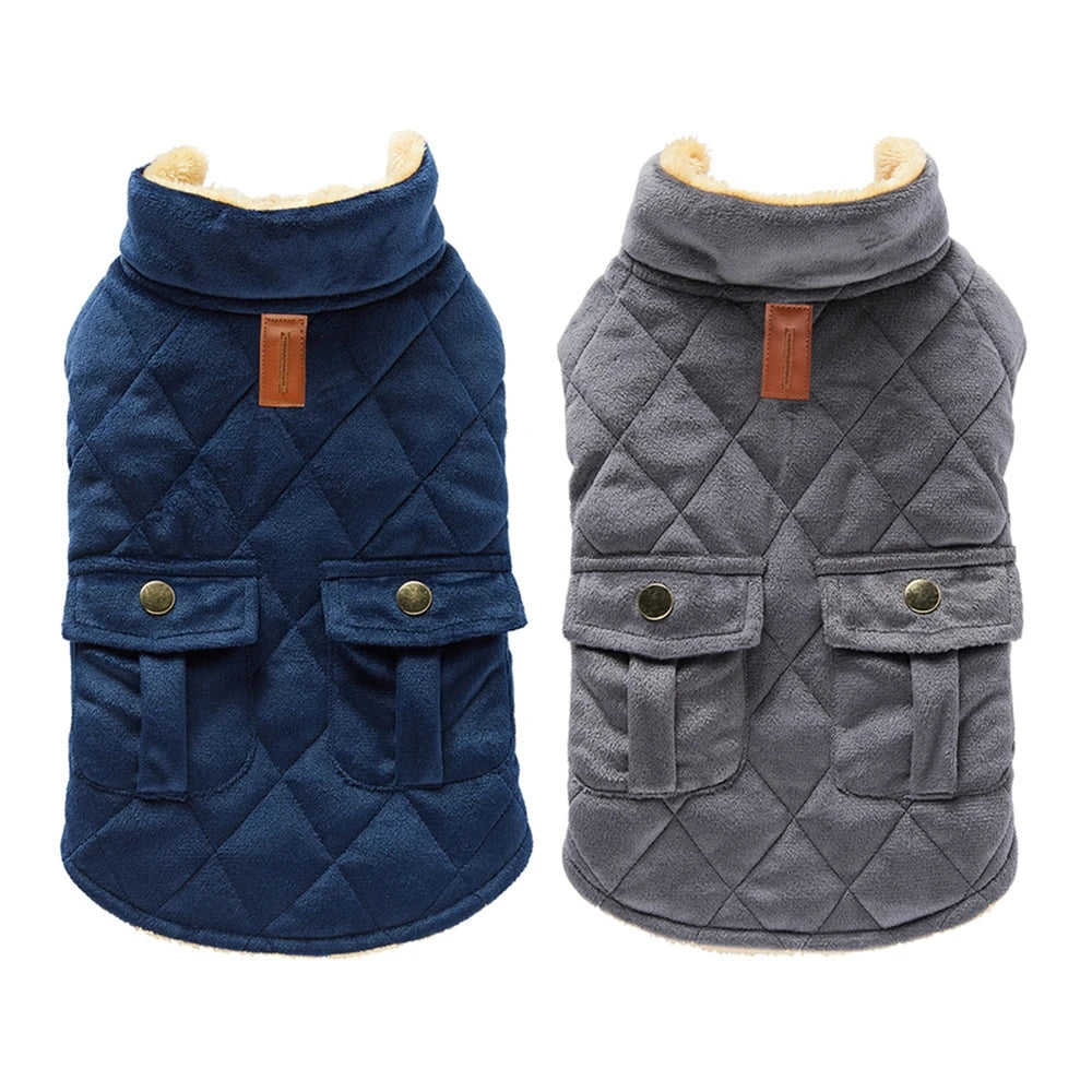 Autumn Winter Plush Pet Coat For Dogs Plaid Thermal Jacket
