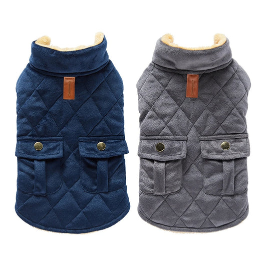 Autumn Winter Plush Pet Coat For Dogs Plaid Thermal Jacket