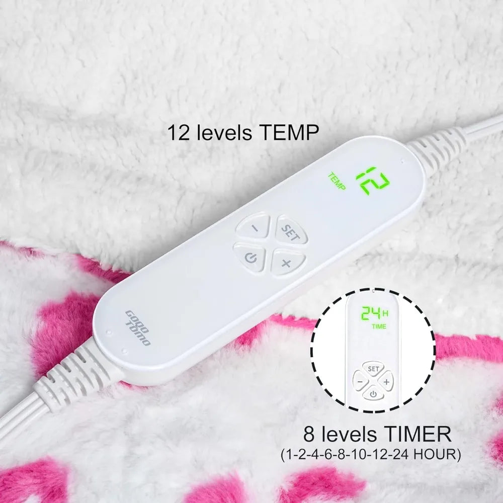 Pink 36 By 48 Weighted Electric Blanket With 12 Settings