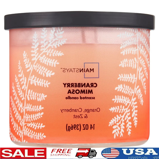 Three Wick Cranberry Mimosa Scented Candle Paraffin Wax