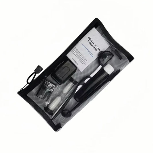 8pcs/set Dental Care Brush Kit Orthodontic Teeth Cleaning Tool Foldable Toothbrush Interdental Brush Floss Thread Wax Travel Kit