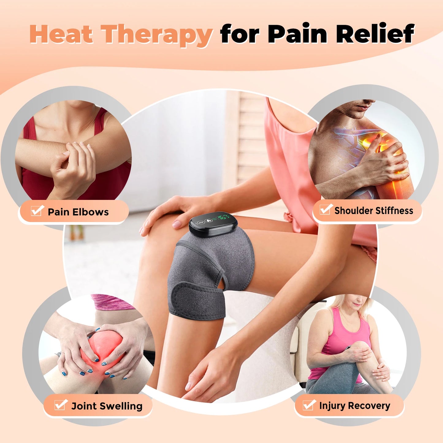 Knee Massager Cordless Heated For Joint Pain Relief