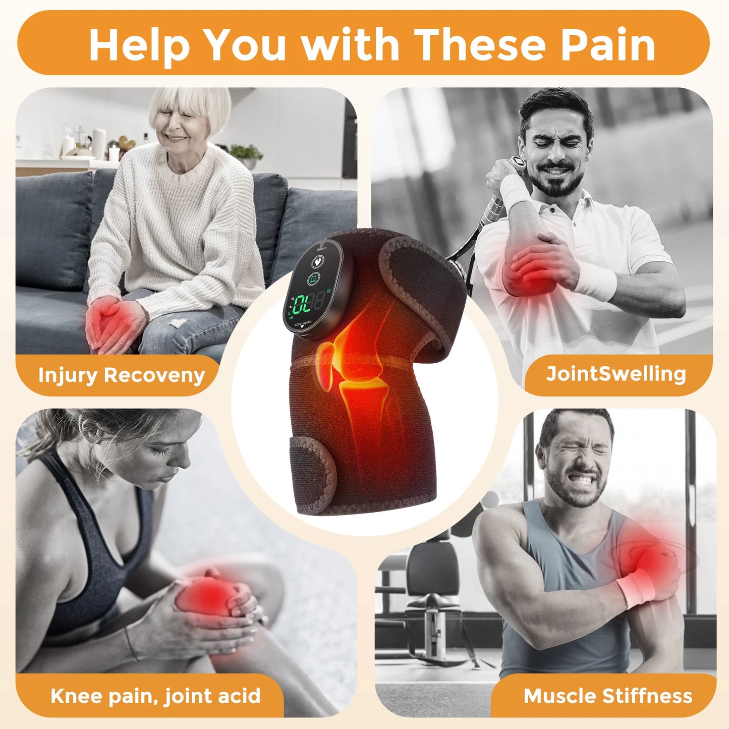 US Stock 3 In 1 Heating Knee Massager With Hot Compress