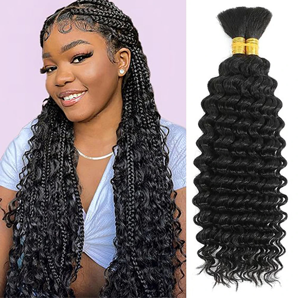 Human Braiding Hair Boho Curly Deep Wave 100g Knotless Bulk