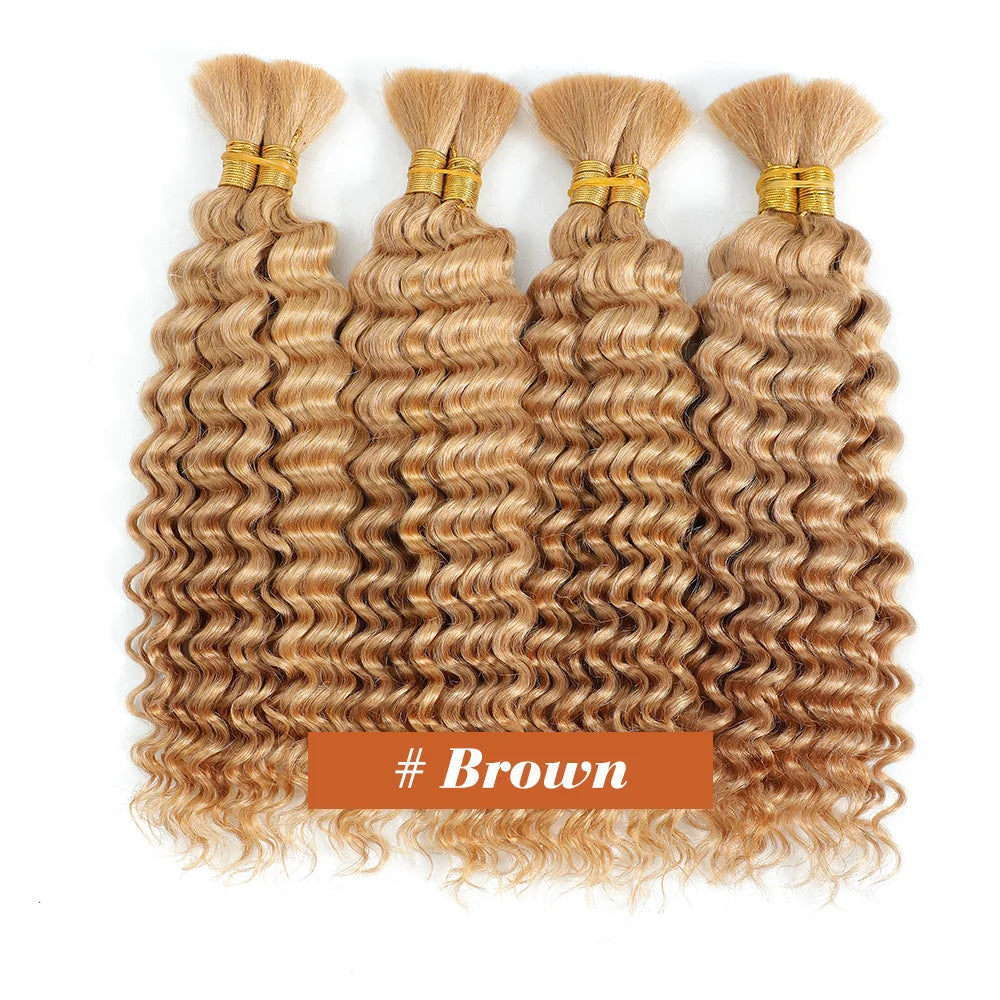 Human Braiding Hair Boho Curly Deep Wave 100g Knotless Bulk