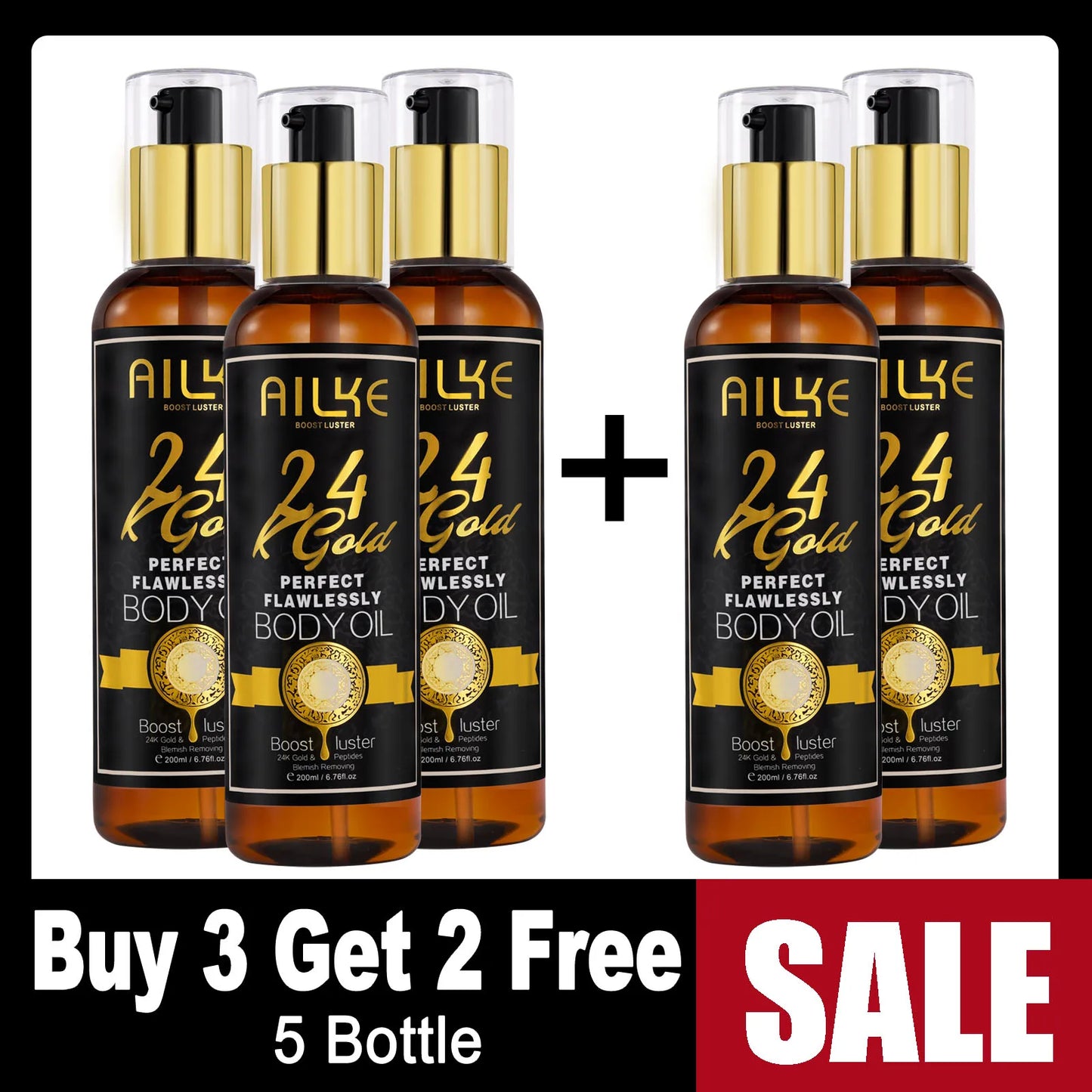 Ailke 24K Gold Flawless Body Oil Whitening Brightening