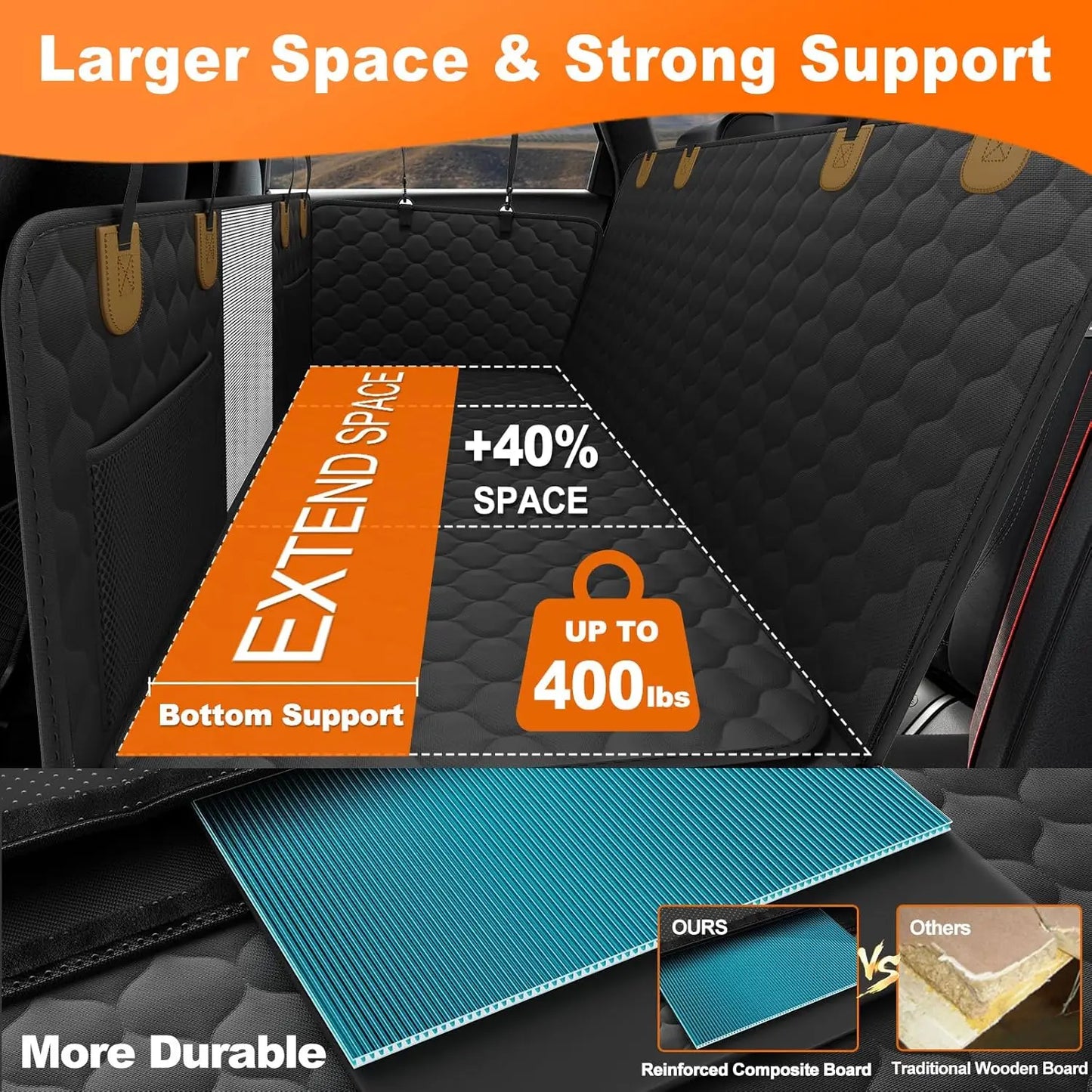 Waterproof Foldable Dog Car Seat Hammock And Rear Protector