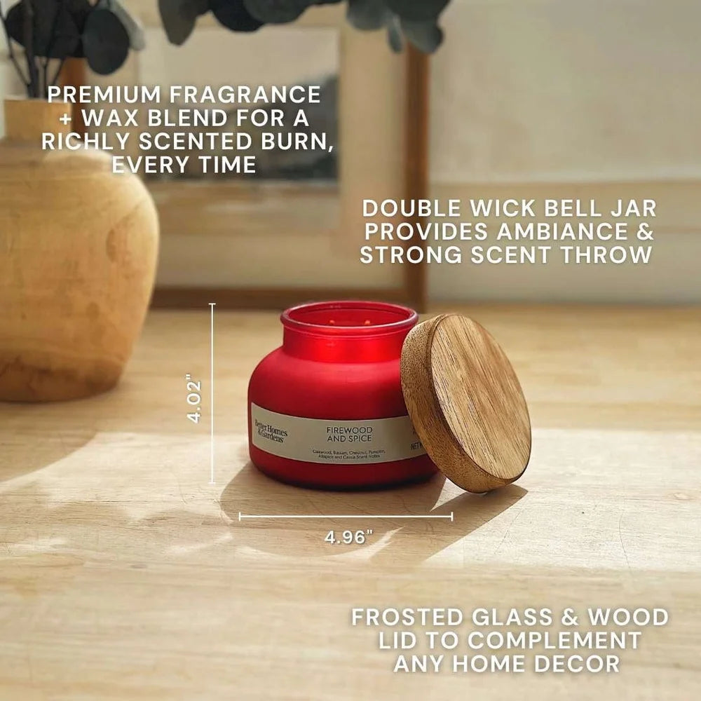 Four Pack Firewood Spice Scented Candle 18oz Frosted Jar