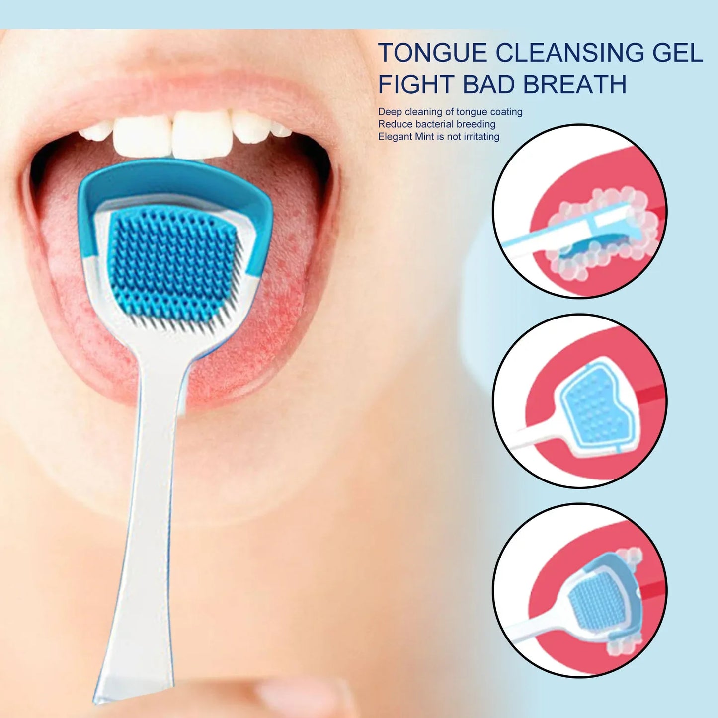 EELHOE Tongue Cleansing Gel with Brush Fight Bad Breath Oral Care Fresh Breath Tongue Cleaner for Dental Hygiene
