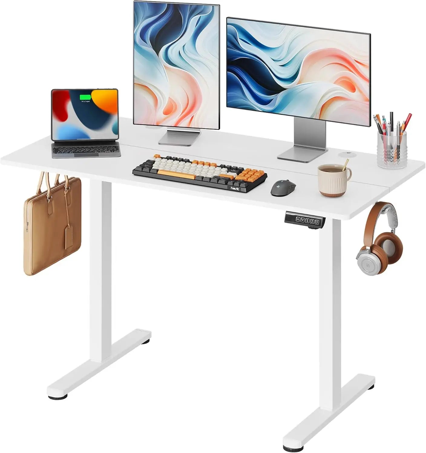 Standing Desk Adjustable Height Sit to Stand Headphone Hook