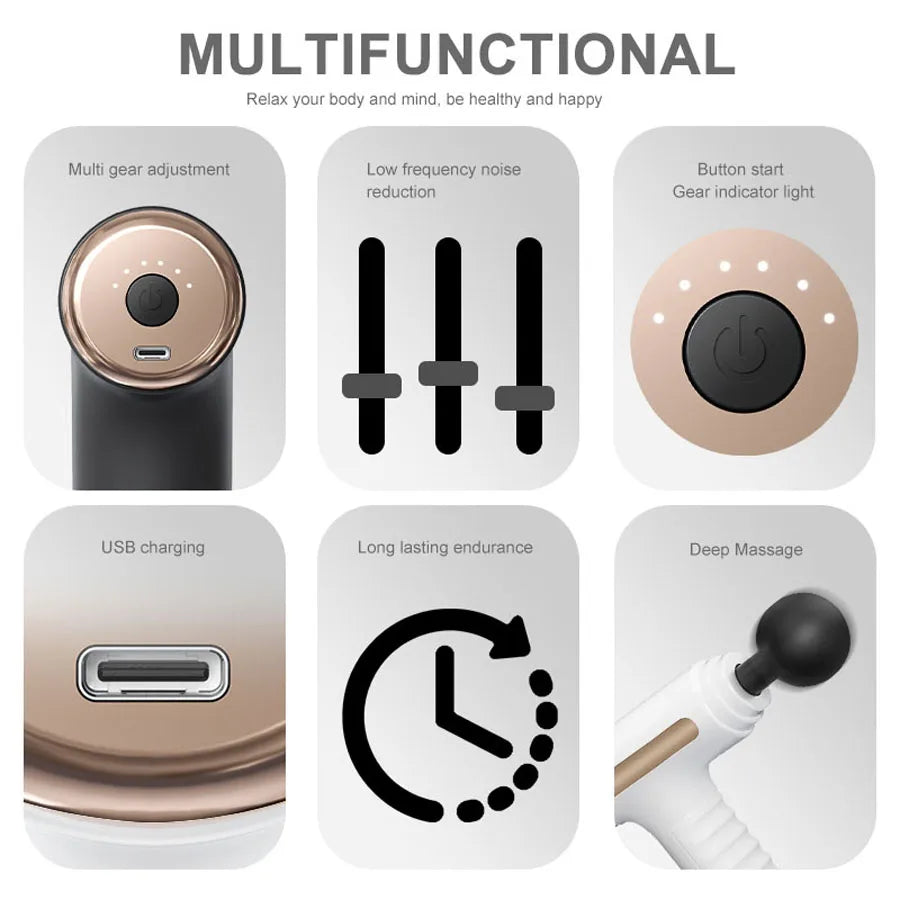 Fitness Massager Fascia Gun With 4 Replaceable Heads