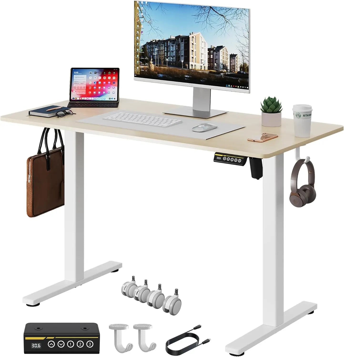 Electric Standing Desk Adjustable Height 53x24 Wheels