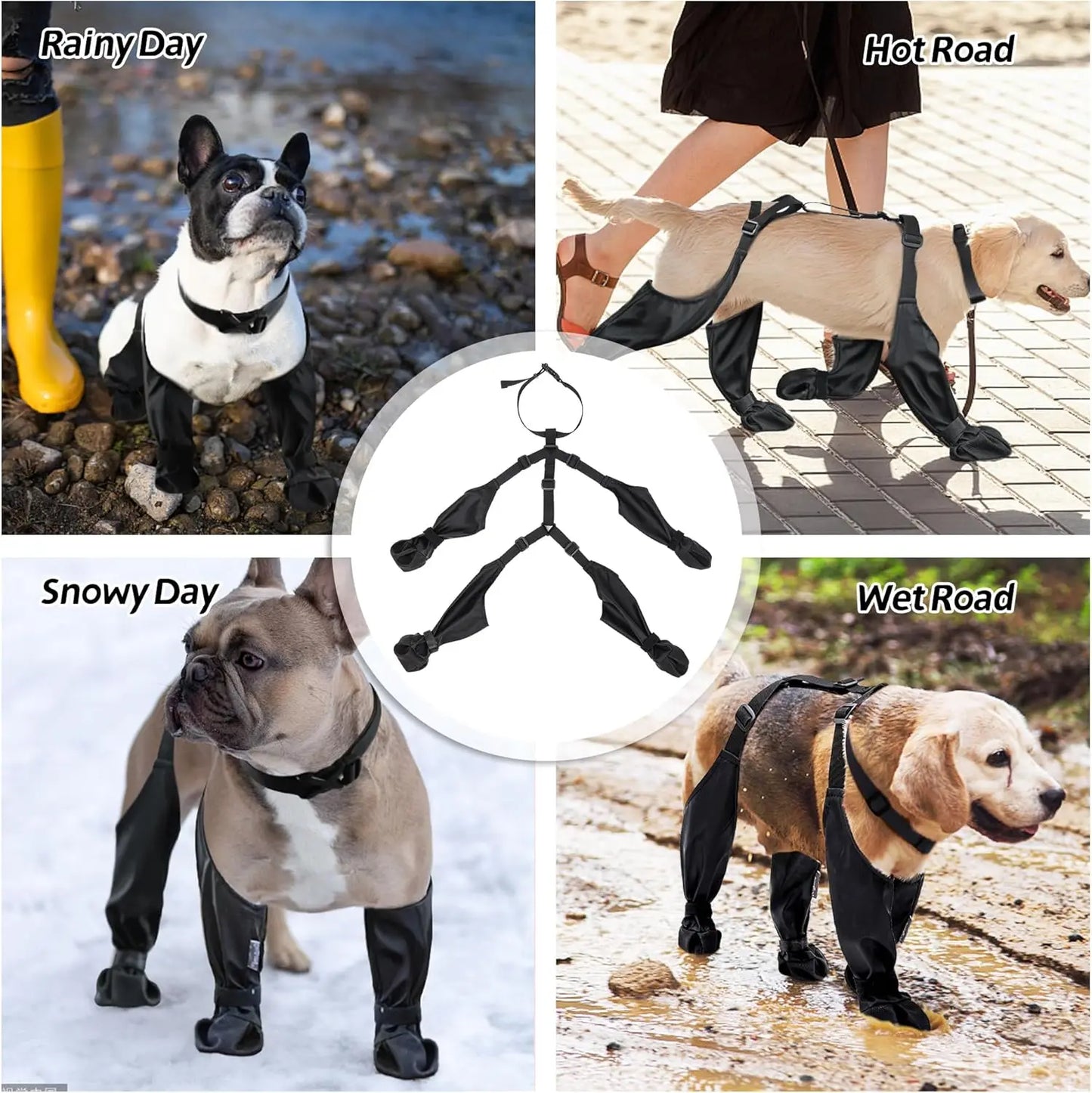 Walking Dog Boots With Waterproof Leggings And Straps