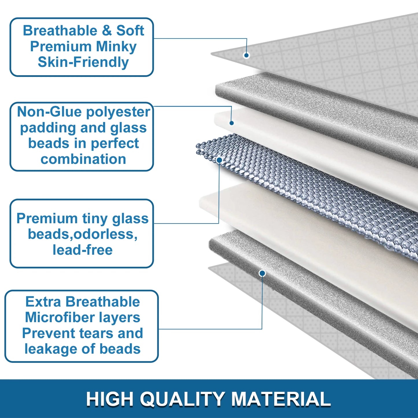 Gray Twin Weighted Blanket For Adults With Glass Beads