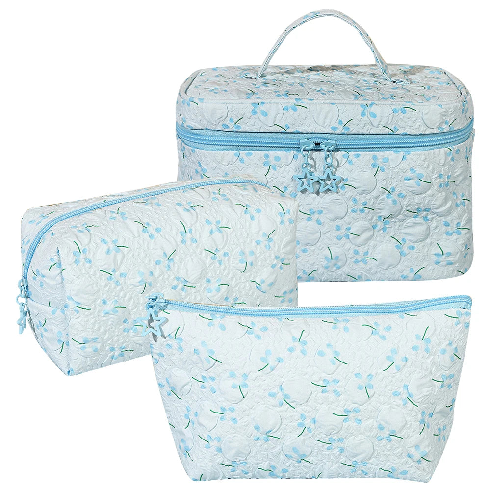 Floral Makeup Bags 3 Pack Large Capacity Cosmetic Pouches