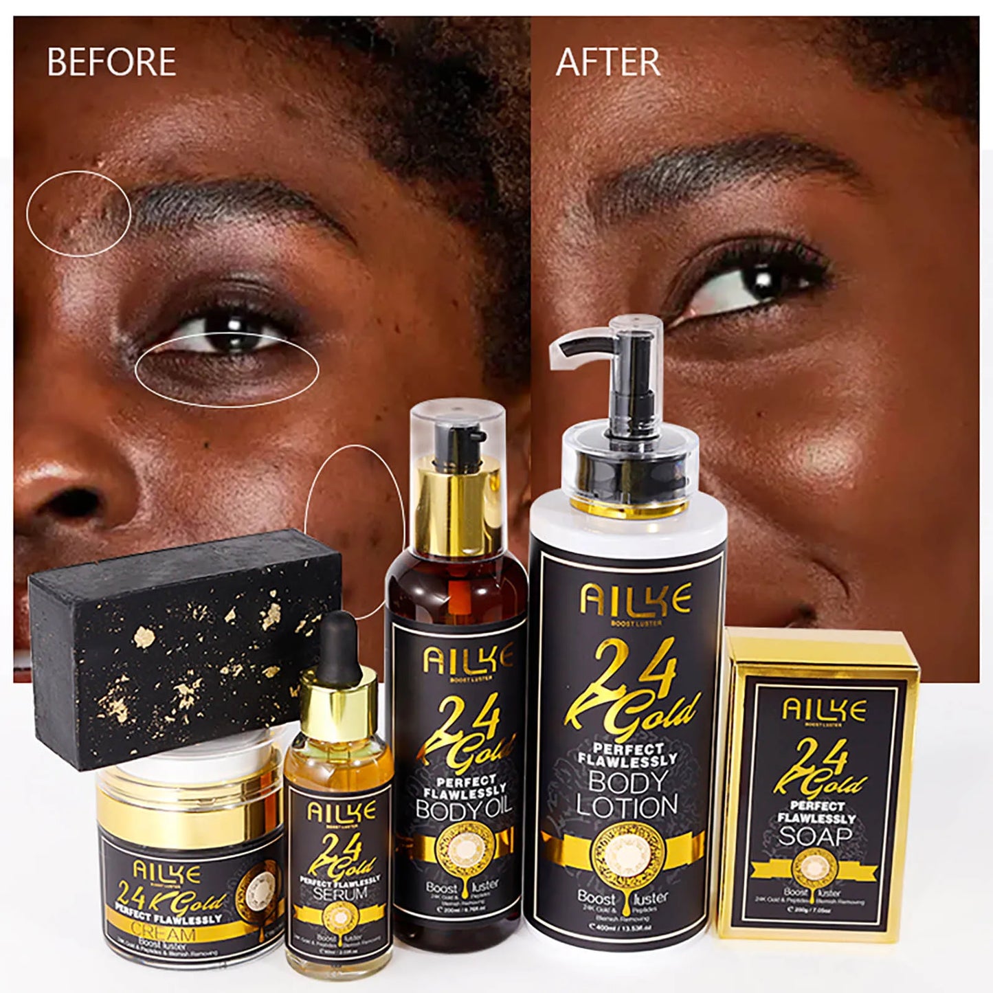 Ailke 24K Gold Flawless Body Oil Whitening Brightening