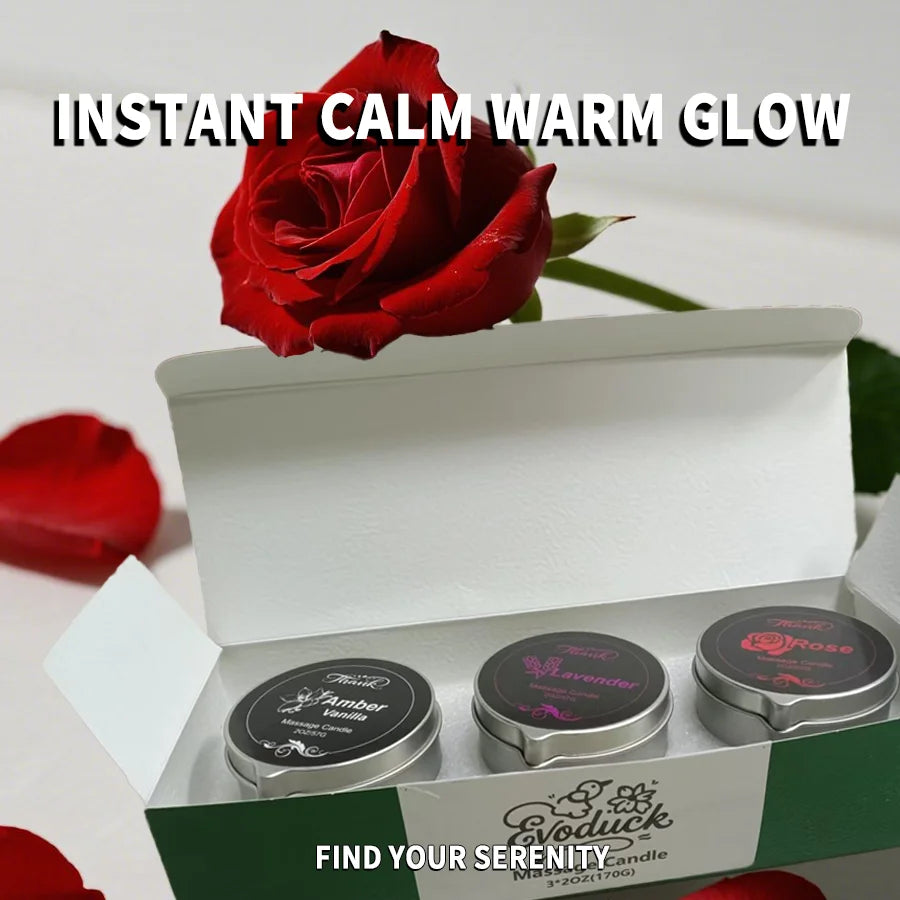 Three Piece Scented Massage Candles Set 6oz Total 2oz Each