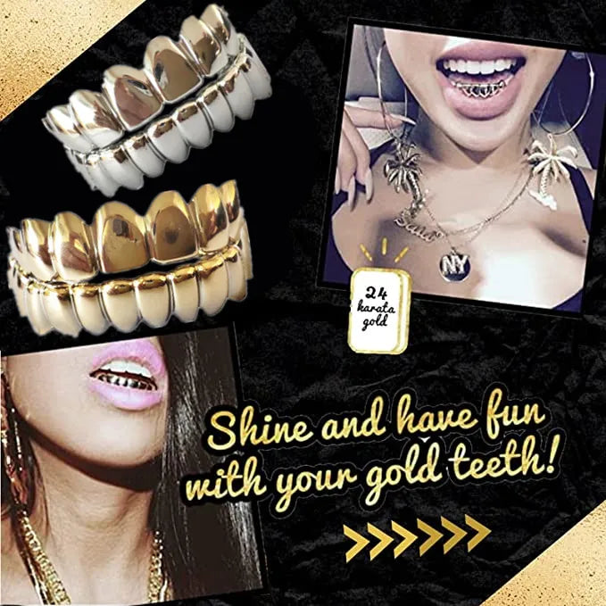 SowSmile Hiphop Gold Silver Real Silicone Gel Snap on Dental False Cover Perfect Smile Veneers Denture Braces Teeth Grillz