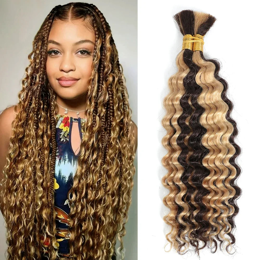 Deep Wave Human Hair Bundles 20 Inch P4 27 Braiding
