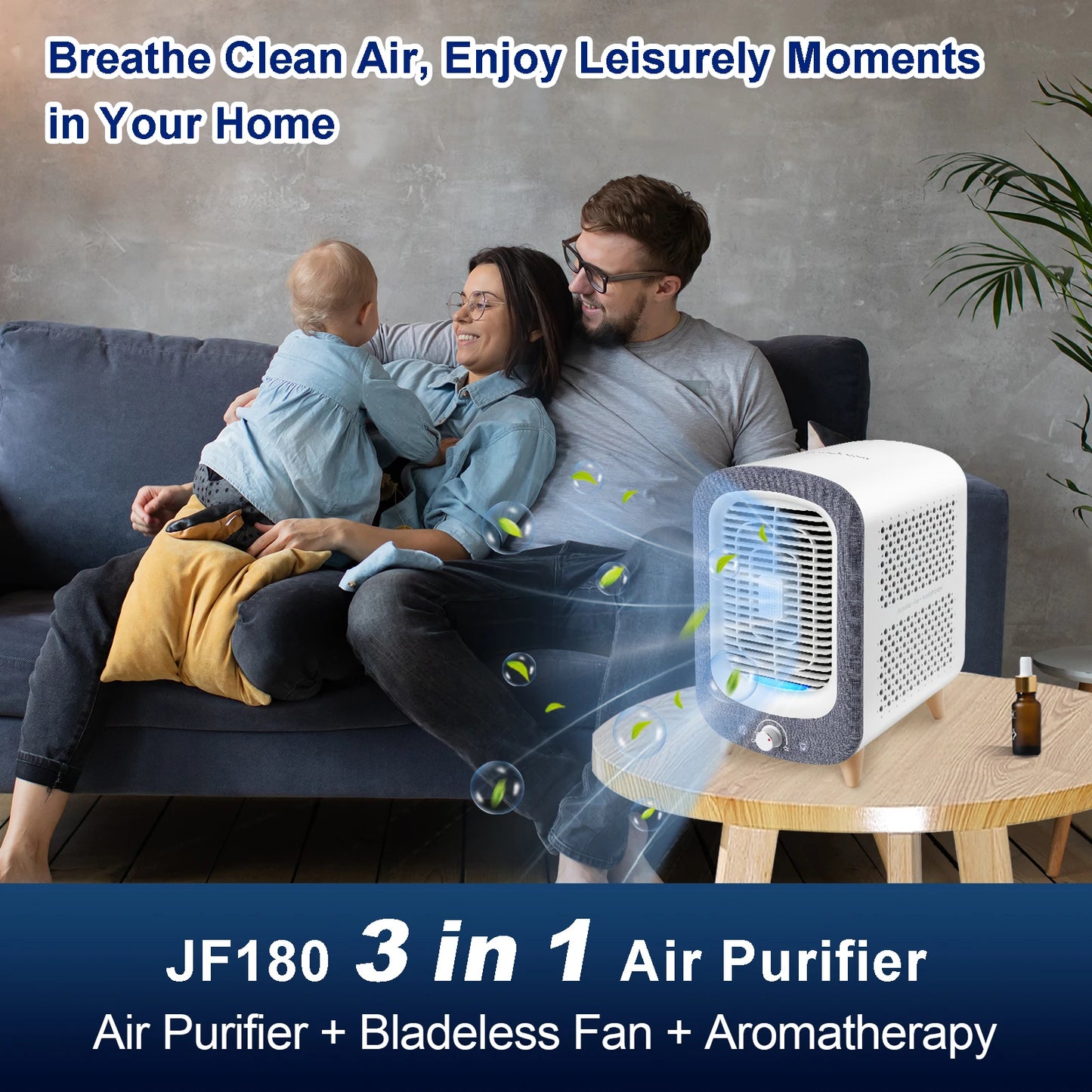 Jafanda Air Purifier Bedroom 780sqft HEPA Activated Carbon