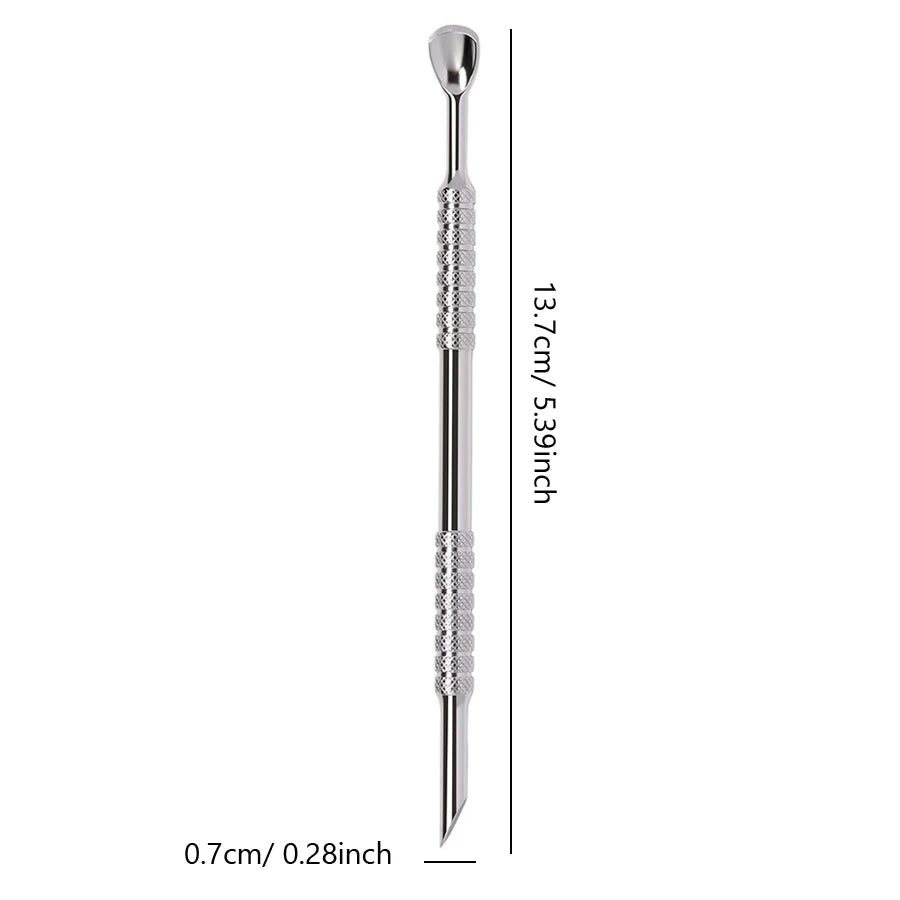 Double Head Angled Cuticle Pusher Bevel Stainless Steel