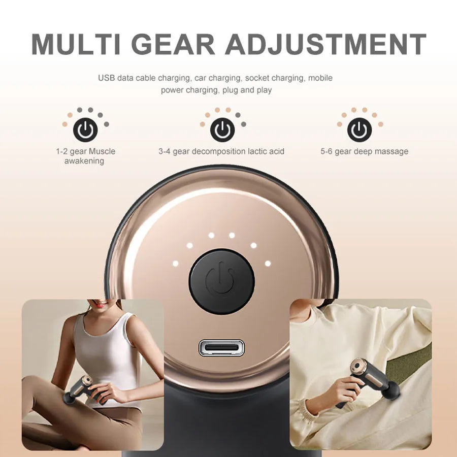 Fitness Massager Fascia Gun With 4 Replaceable Heads