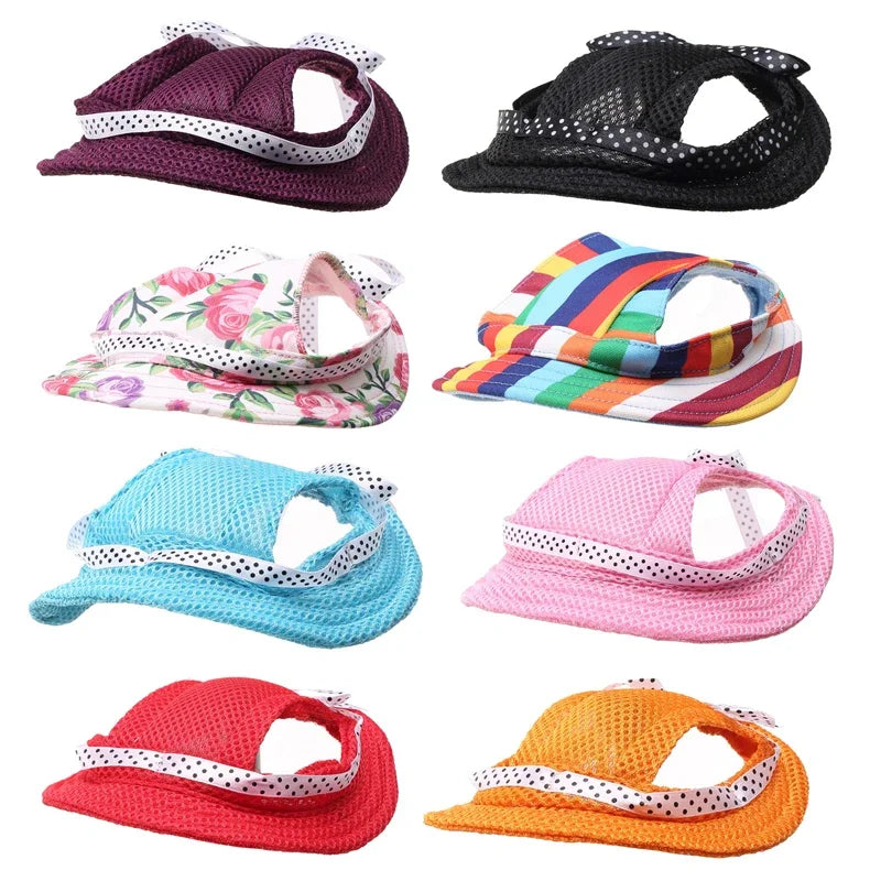 Pet Dog Sun Hat With Ear Holes Adjustable Cap For Dogs