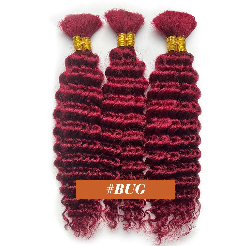 Human Braiding Hair Boho Curly Deep Wave 100g Knotless Bulk