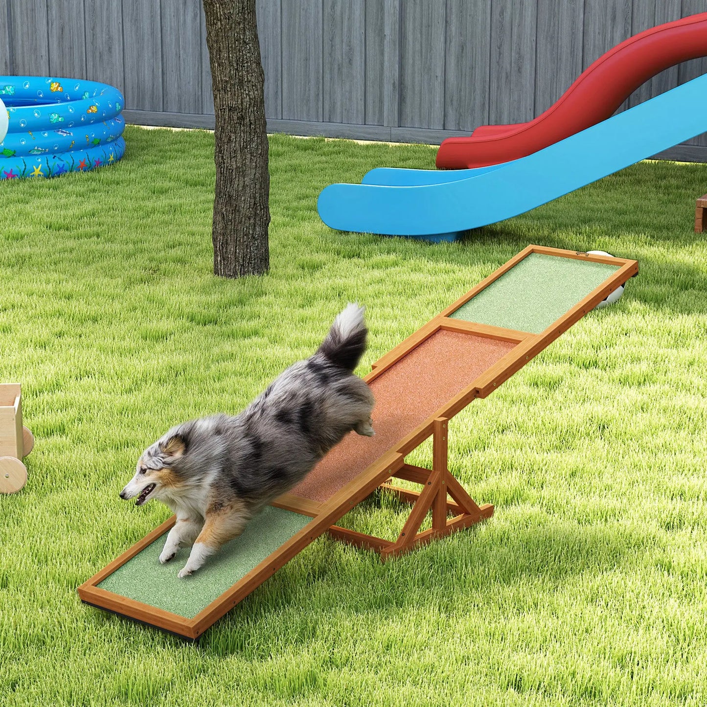 PawHut Weather Resistant Wooden Dog Agility Seesaw Orange