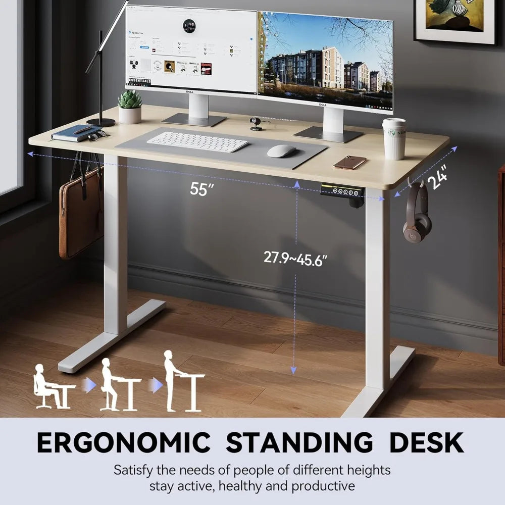 Electric Standing Desk Adjustable Height 53x24 Wheels