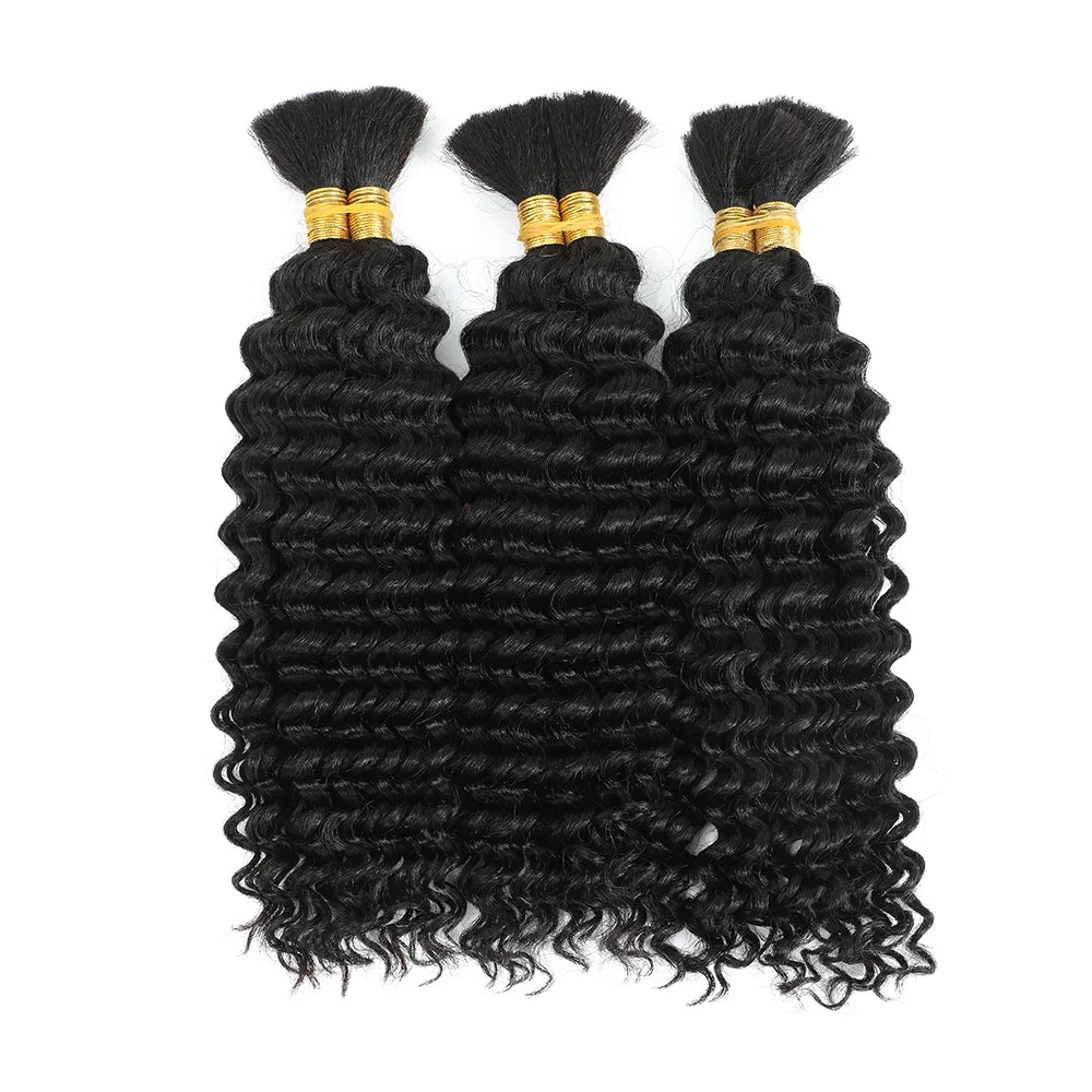 Boho Braids Human Hair Bulk 2 Bundles Deep Wave Brazilian