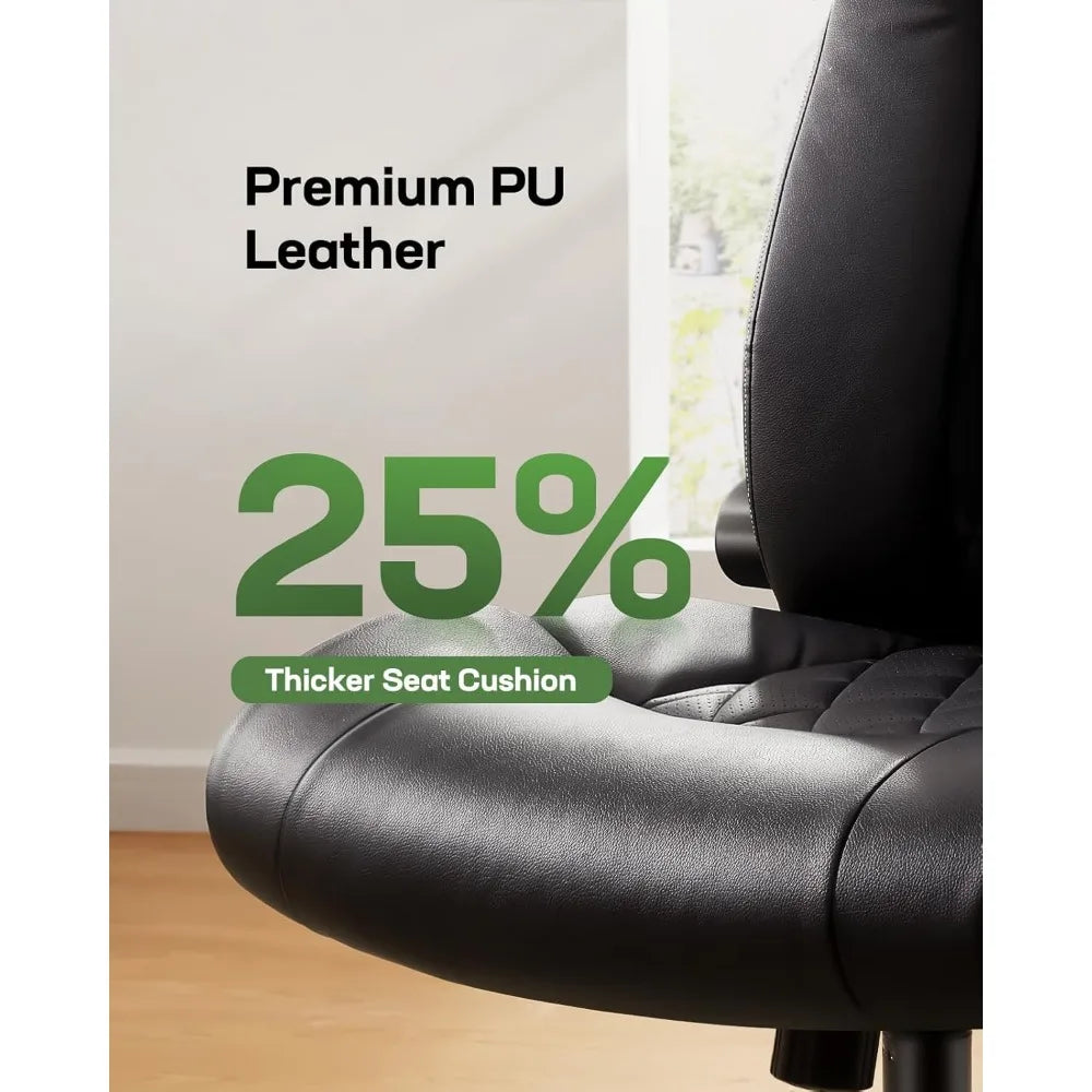 Ergonomic PU Leather Office Chair With Flip Up Armrests