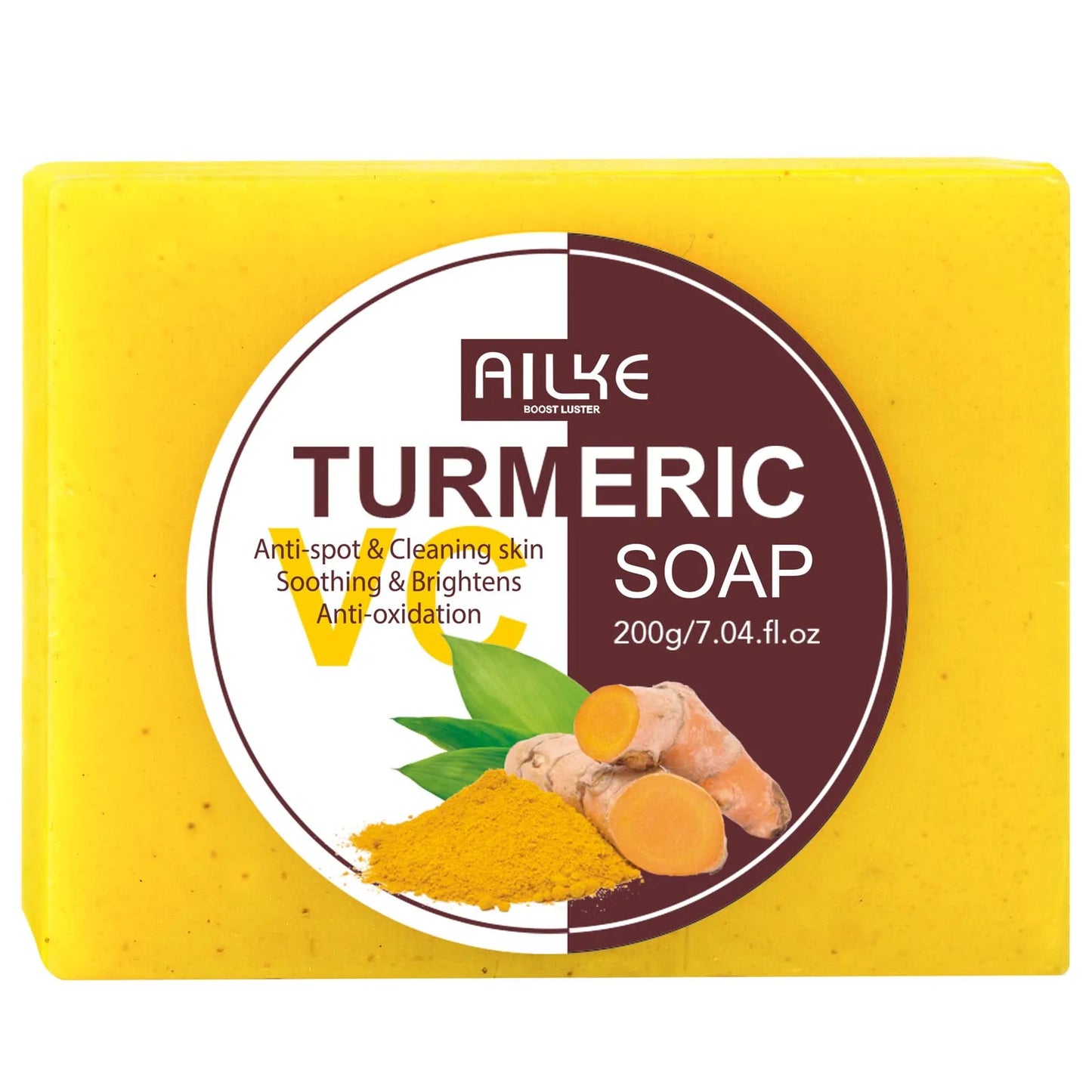 AILKE Natural Turmeric Soap for Face and Body Oil Control