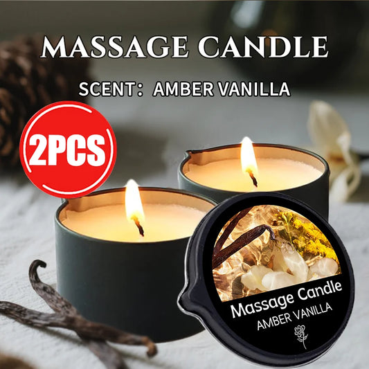 Amber Vanilla Massage Candles Soy Wax Scented Gift Idea