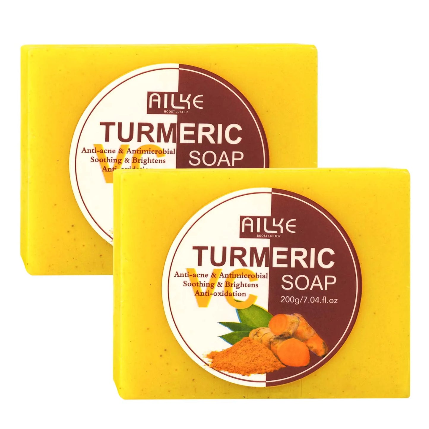 AILKE Natural Turmeric Soap for Face and Body Oil Control