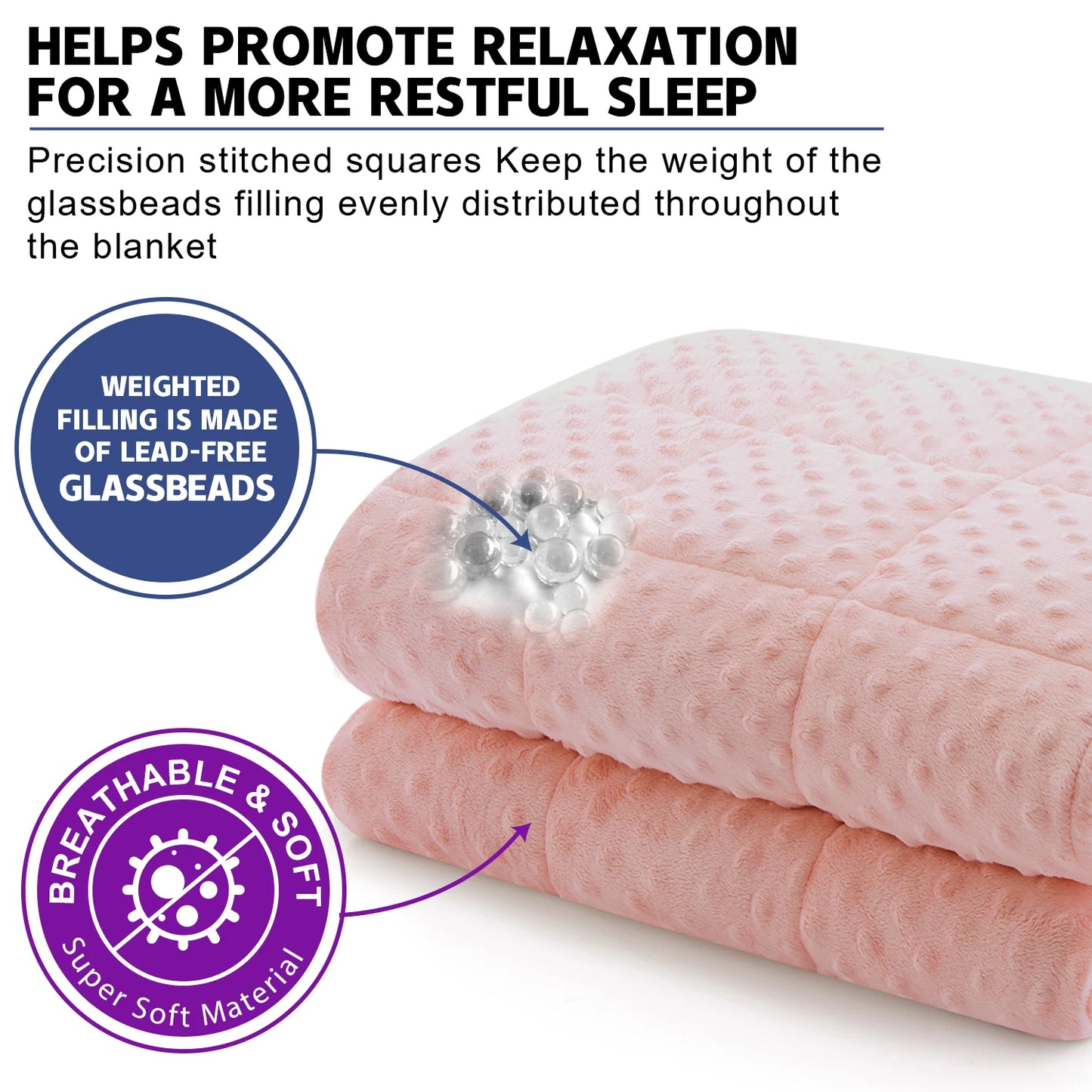 Pink Breathable Soft Minky Weighted Throw Blanket All Season