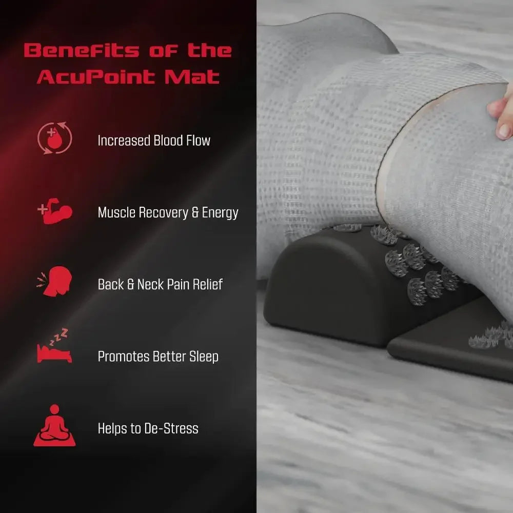 AcuPoint Acupressure Mat and Pillow Set for Back Pain Relief