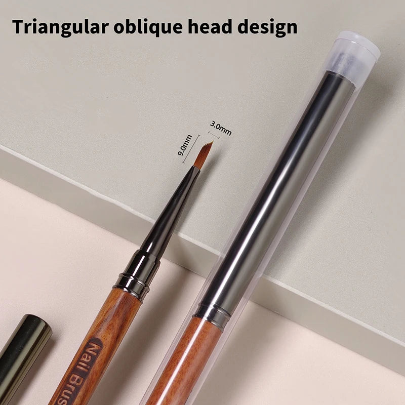 Triangular Nail Art Brush Pen Wood Handle UV Gel Acrylic