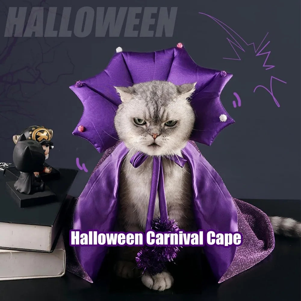 ABLAZEZAI Pet Halloween Costumes Cat Vampire Cloak Hat
