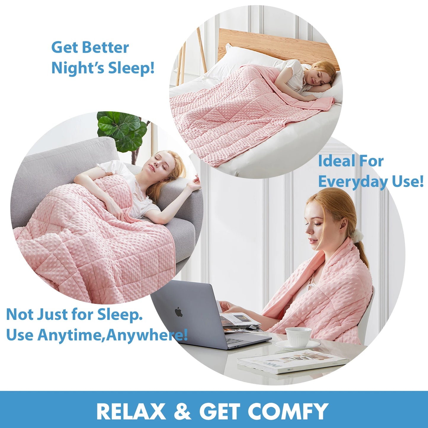 Pink Breathable Soft Minky Weighted Throw Blanket All Season