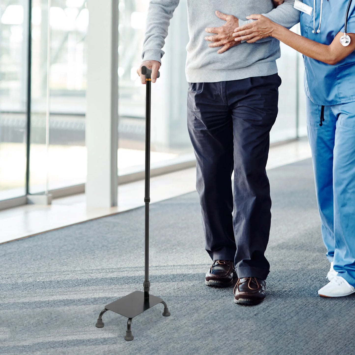 Large Pedal Stairs Cane Half Step Adjustable Walking Stick