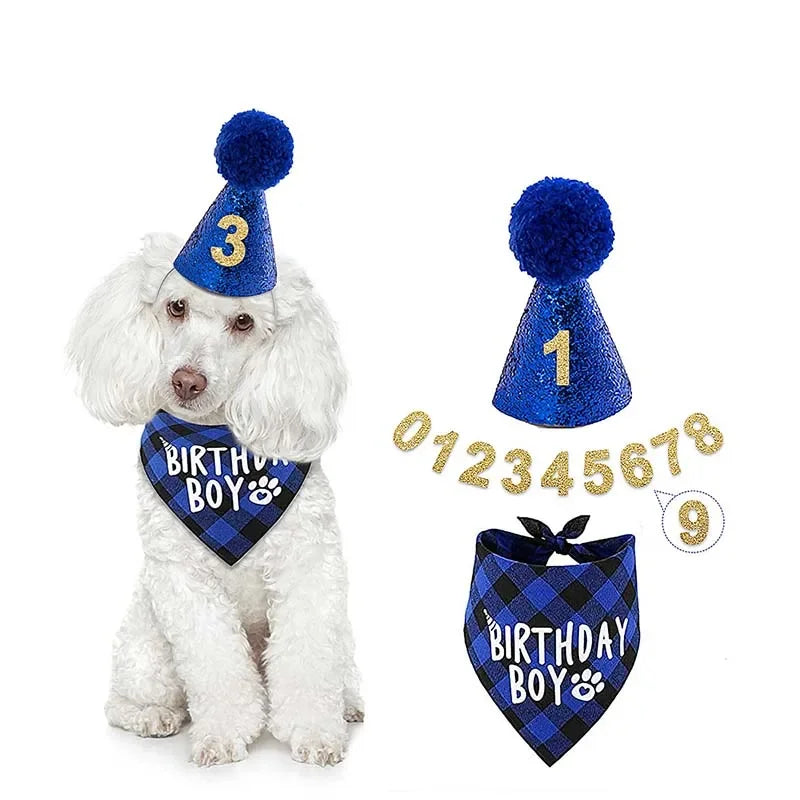 Pet Birthday Props Hat Scarf For Dogs Cats Party Decoration