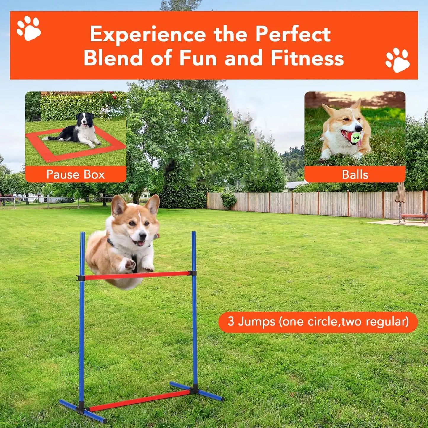 87 Piece Dog Agility Training Set With Tunnel Hurdle Poles