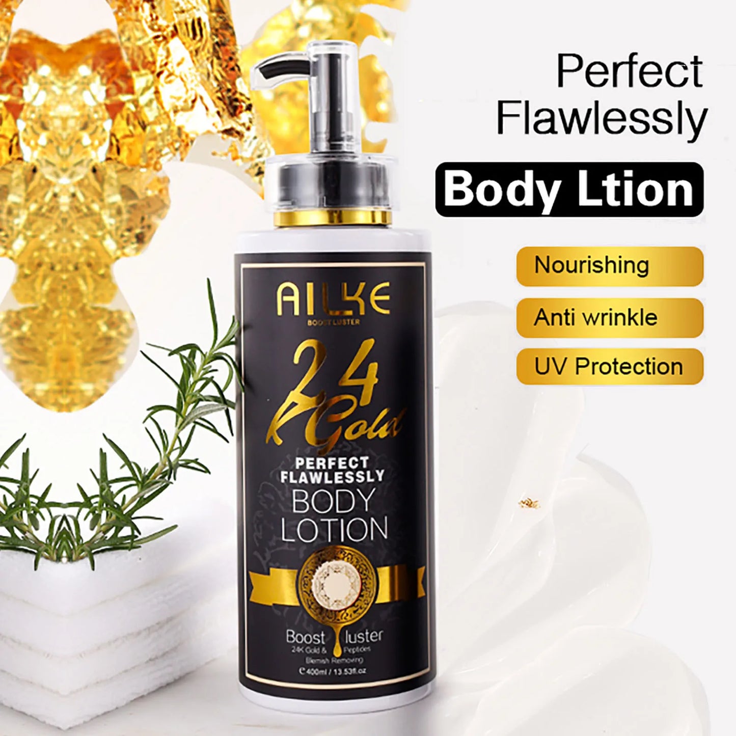 Ailke 24K Gold Flawless Body Oil Whitening Brightening