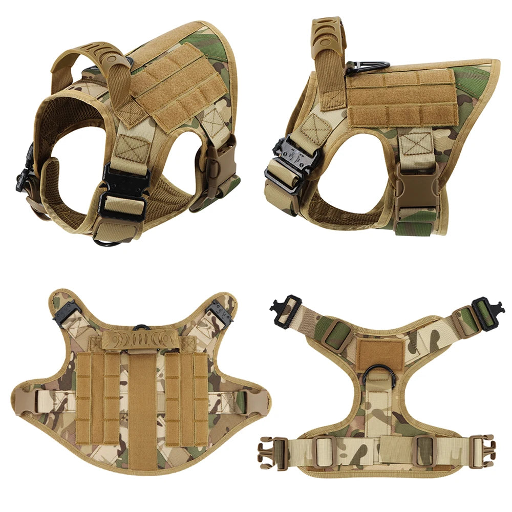 Military Large Dog Harness Vest With Leash And Patches Set