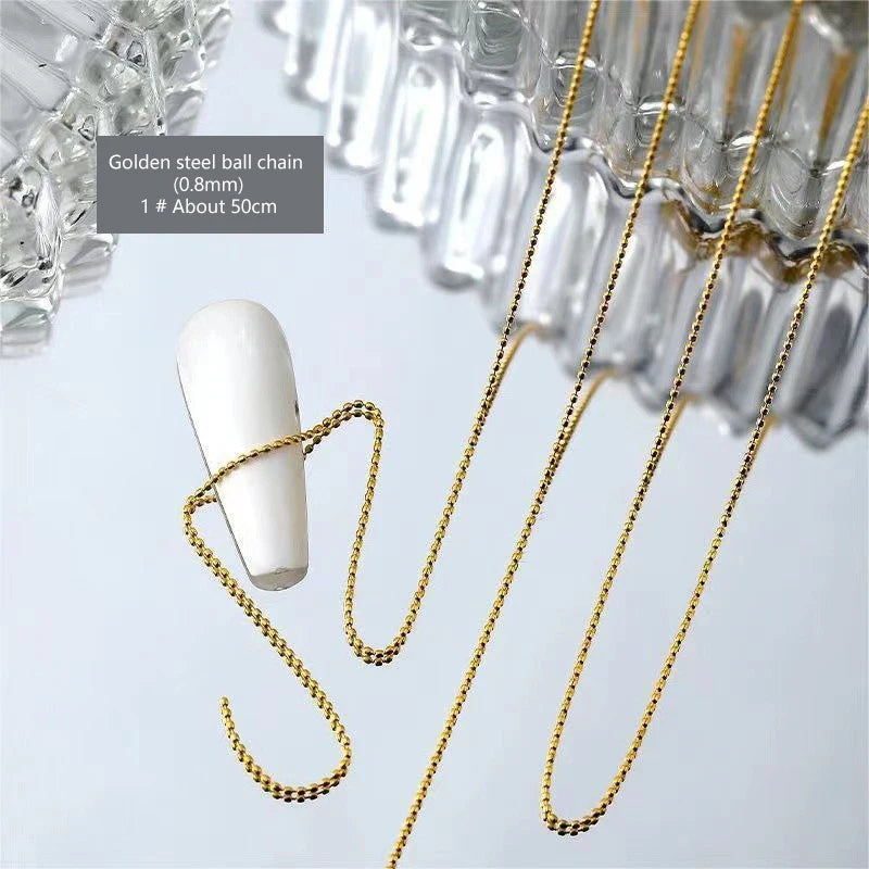 100cm Metal Nail Chains Charm Rhinestone 3D Nail Art DIY