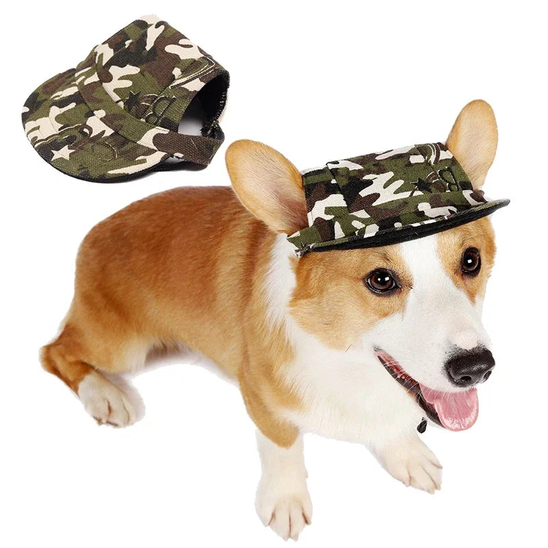 Pet Dog Sun Hat With Ear Holes Adjustable Cap For Dogs