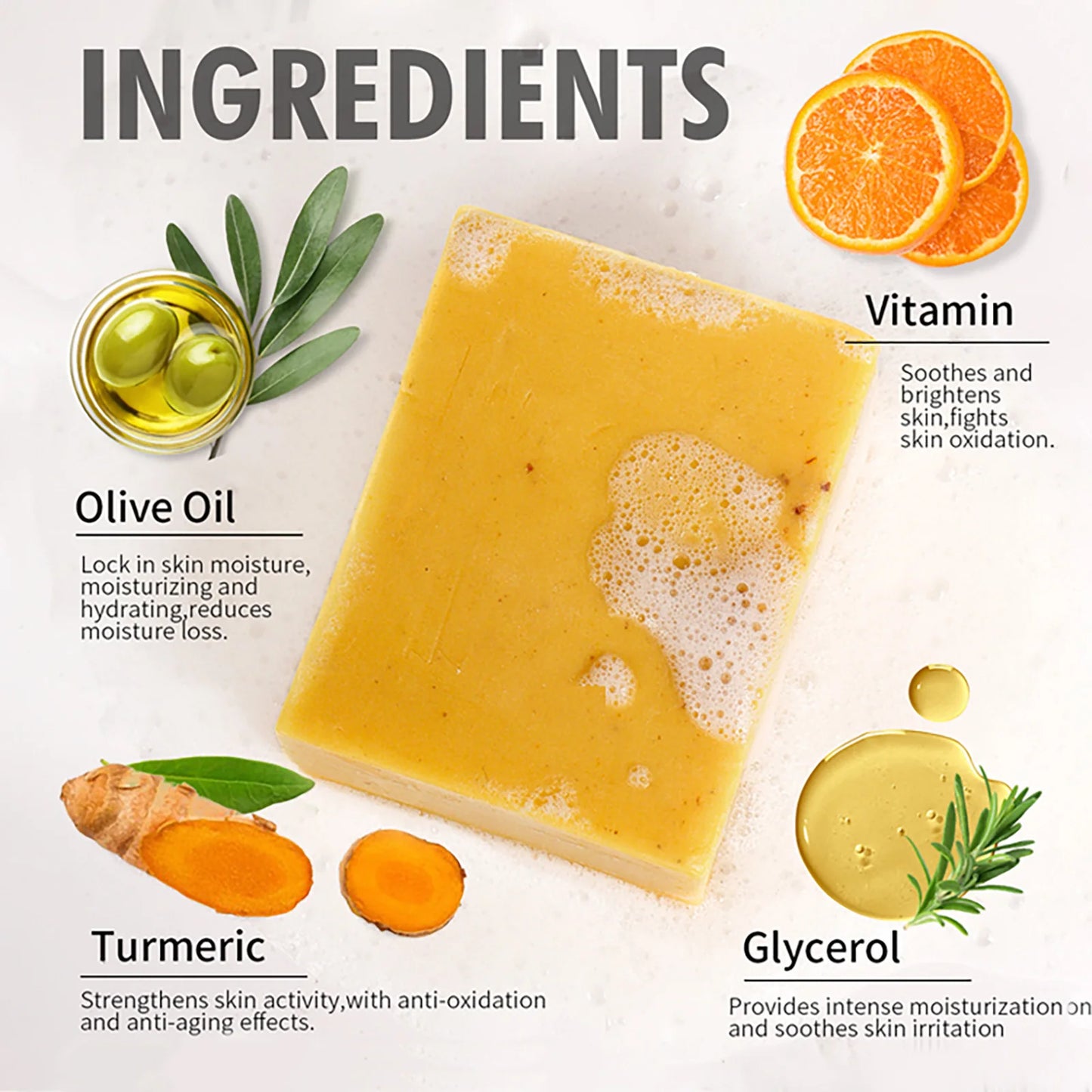 AILKE Natural Turmeric Soap for Face and Body Oil Control