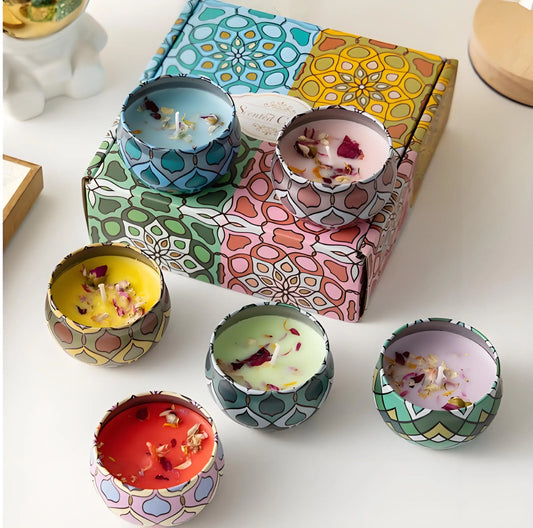 Scented Soy Wax Jar Candles Set Lavender Lemon Gardenia Fig