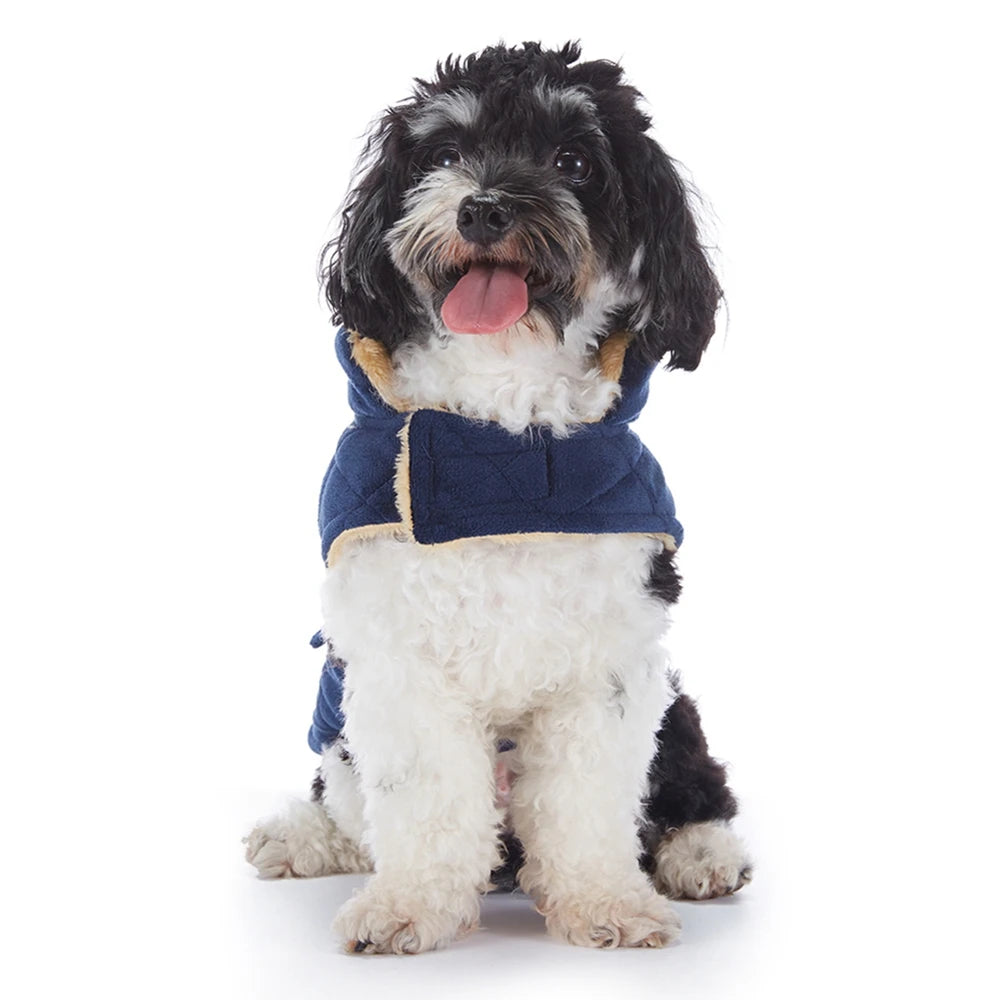 Autumn Winter Plush Pet Coat For Dogs Plaid Thermal Jacket